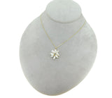 14k Yellow Gold Freshwater Pearls and Sapphire Daisy Pendant Jewelry (#J4957)