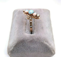 10k Yellow Gold Victorian Opal and Seed Pearl Ring (#J5516)