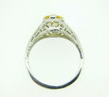 14k Gold Art Deco Style 1.64ct Yellow Genuine Natural Sapphire Ring (#J4392)