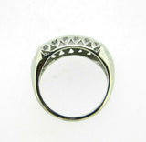 Vintage 14k White Gold Wide Genuine Natural Diamond Ring Band (#J5126)