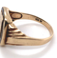 10k Yellow Gold Genuine Natural Onyx Signet Ring with Gold M or W Initial #J5862