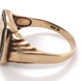 10k Yellow Gold Genuine Natural Onyx Signet Ring with Gold M or W Initial #J5862