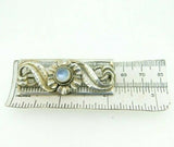 Sterling Silver Arts and Crafts Handwrought Genuine Natural Moonstone Pin #J4546