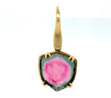 15.25ct Watermelon Genuine Natural Tourmaline 14k Yellow Gold Earrings (#J5954)