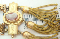 Victorian Gold Filled Stone Cameo Necklace (#J2441)