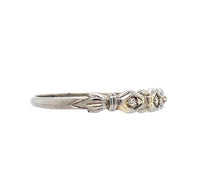18k White Gold Petite Three Stone Genuine Natural Diamond Ring Band (#J5726)