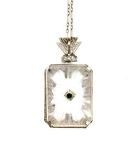 14k Gold Genuine Natural Rock Crystal Quartz Diamond Filigree Necklace (#J5455)
