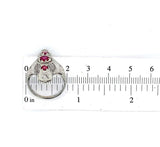 18k White Gold Art Deco Long Filigree Genuine Natural Ruby Ring (#J5651)