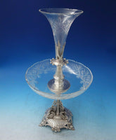 English Victorian Silverplate and Cut Crystal Epergne with Dragon c.1850 (#5790)