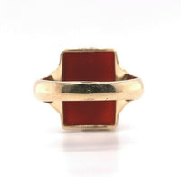 10k Yellow Gold Victorian Genuine Natural Agate Stone Cameo Ring (#J5411)