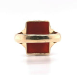 10k Yellow Gold Victorian Genuine Natural Agate Stone Cameo Ring (#J5411)