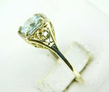 Rare 14k Yellow Gold Filigree Ring w/1.14ct Genuine Natural Aquamarine (#J2542)