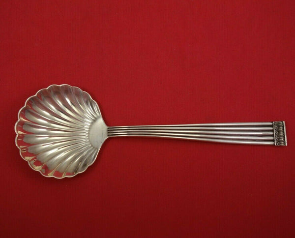 Rigato by Buccellati Italian Sterling Silver Berry Spoon with Shell Bowl 7 3/4"