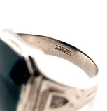 10k White Gold Art Deco Genuine Natural Bloodstone Men's Ring Jewelry (#J5678)