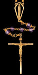 14k Yellow Gold Creed Rosary with Genuine Natural Amethyst Beads (#J5961)