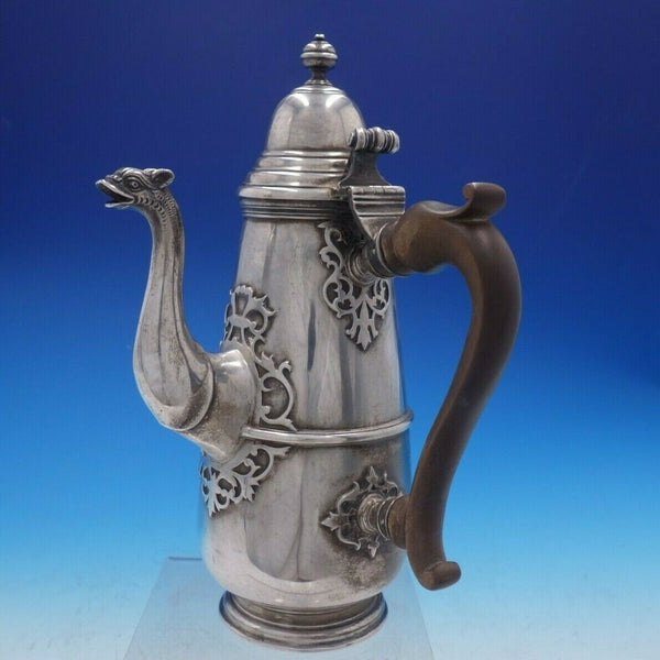 Estate English Silver Tea Pot with Wood Handle and Figural Spout (#4236)