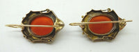 Victorian 14k Gold Genuine Natural Hard Stone Cameo Pin Earring 3pc Set (#J3775)