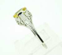 14k Gold Art Deco Style 1.64ct Yellow Genuine Natural Sapphire Ring (#J4392)