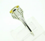 14k Gold Art Deco Style 1.64ct Yellow Genuine Natural Sapphire Ring (#J4392)