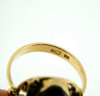 14k Yellow Gold Large Retro Russian Genuine Natural Amethyst Ring (#J5054)