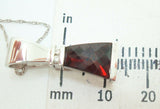 14K Gold Triangular Genuine Natural Garnet Pendant with Diamonds (#J2425)