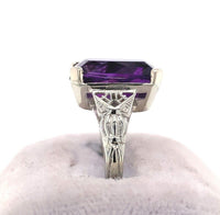 14k White Gold 4.54ct Deep Purple Genuine Natural Amethyst Ring (#J5751)