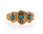 3-Stone 10k Yellow Gold Baby Ring with Turquoise Glass Infant Jewelry (#J5965)