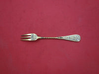 Russian Sterling Silver Cocktail Fork 3-tine vermeil engraved both side  4 5/8"