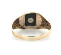 10k Yellow Gold Genuine Natural Onyx Men's Ring Initial "H" Size 9 (#J6131)