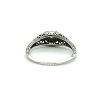 18k White Gold Art Deco .05ct Diamond Filigree Ring (#J5349)