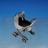 Italian Sterling Silver Figurine Baby Pram / Stroller w/ Movable Wheels (#6753)