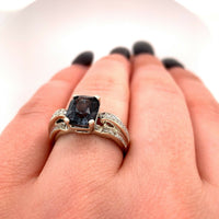 14k White Gold Cushion Cut 2.92 Carat Genuine Natural Grey Spinel Ring (#J5522)