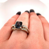 14k White Gold Cushion Cut 2.92 Carat Genuine Natural Grey Spinel Ring (#J5522)