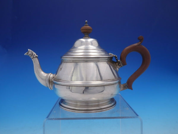 Victorian English Sterling Silver Tea Pot with Wood Handle and Finial (#4138)