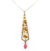 10k Yellow Gold Art Nouveau Lavaliere with Conch Pearl Drop (#J6166)