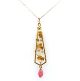 10k Yellow Gold Art Nouveau Lavaliere with Conch Pearl Drop (#J6166)