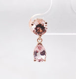 14k Rose Gold 2.24ct TW Pink Genuine Natural Morganite Drop Earrings (#J5718)