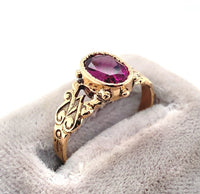 10k Yellow Gold 1.26ct Grape Genuine Natural Garnet Ring Size 5.25 (#J6143)