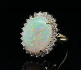 14k Gold Australian Genuine Natural Opal and Diamond Ring Size 4.25 (#J6349)