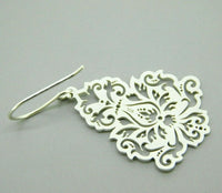 935 Sterling Custom Laser Cut Earrings Chrysanthemum Flower Damask (#J4404)