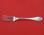 Coin Silver Dessert Fork with Thread Edge and Roses 7" Heirloom Silverware