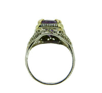 14k White Gold Filigree Amethyst Seed Pearl Ring (#J4691)