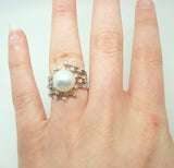 18k Gold 11mm South Seas Pearl and Diamond Ring (#J856)