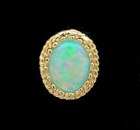 14k Yellow Gold Genuine Natural Opal Stud Earrings with Lots of Color! (#J6442)