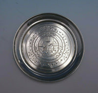 Russian Sterling Silver Wine Coaster Bright-Cut Village #84 4" Diameter (#4762)