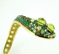 14k Yellow Gold Genuine Natural Peridot Snake Bangle Bracelet (#J4469)