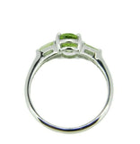 14k White Gold 1.20ct Oval Genuine Natural Peridot Ring w/Side Peridots (#J2362)