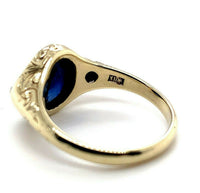 14k Gold Gypsy Set 1.71 Carat Genuine Natural Sapphire and Diamond Ring (#J5569)