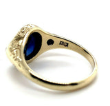 14k Gold Gypsy Set 1.71 Carat Genuine Natural Sapphire and Diamond Ring (#J5569)