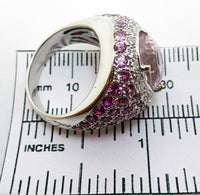 18K Gold 4.0ct Genuine Natural Kunzite Ring w/Pink Sapphires & Diamonds (#J3134)